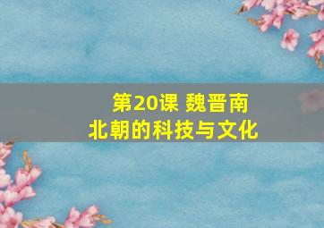 第20课 魏晋南北朝的科技与文化